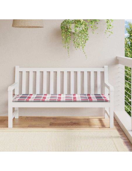 Cuscino per Panca a Quadri Rossi 150x50x4 cm Tessuto Oxford