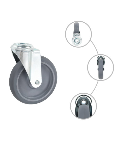 Ruote Girevoli con Foro per Bullone 12 pz 125 mm