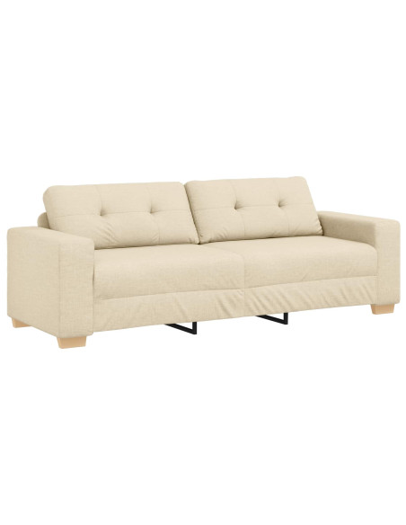 Divano 3 pcs Crema 221 x 80 x 80 cm Tessuto misto lino