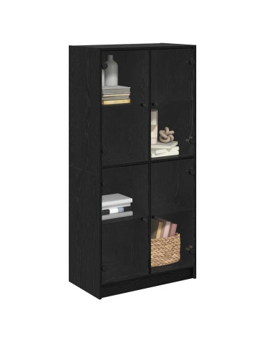Credenza Rovere Nero 68 x 37 x 142 cm Legno multistrato