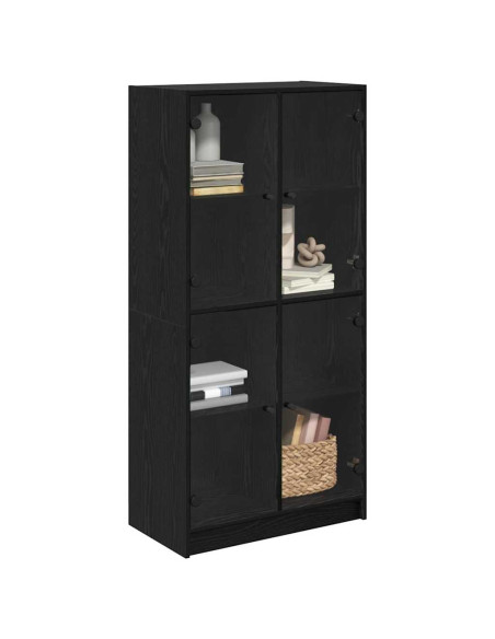 Credenza Rovere Nero 68 x 37 x 142 cm Legno multistrato