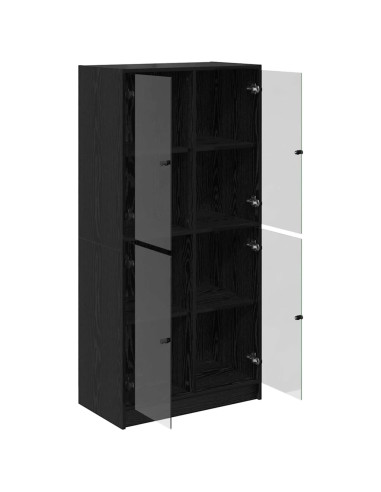 Credenza Rovere Nero 68 x 37 x 142 cm Legno multistrato
