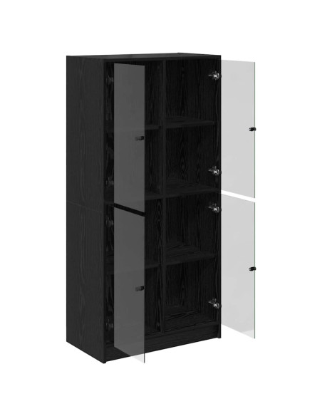 Credenza Rovere Nero 68 x 37 x 142 cm Legno multistrato