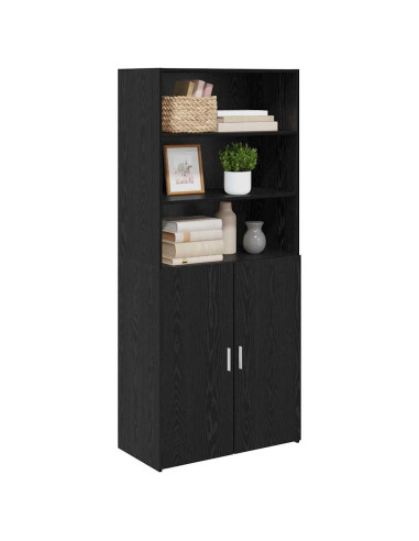 Credenza Rovere Nero 80 x 42,5 x 185 cm Legno multistrato