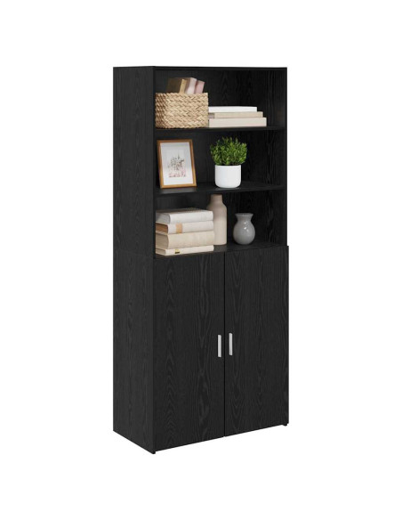 Credenza Rovere Nero 80 x 42,5 x 185 cm Legno multistrato