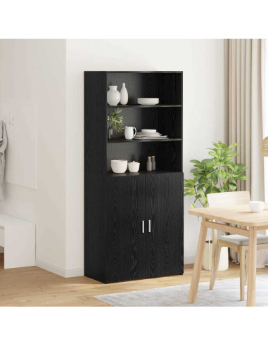 Credenza Rovere Nero 80 x 42,5 x 185 cm Legno multistrato