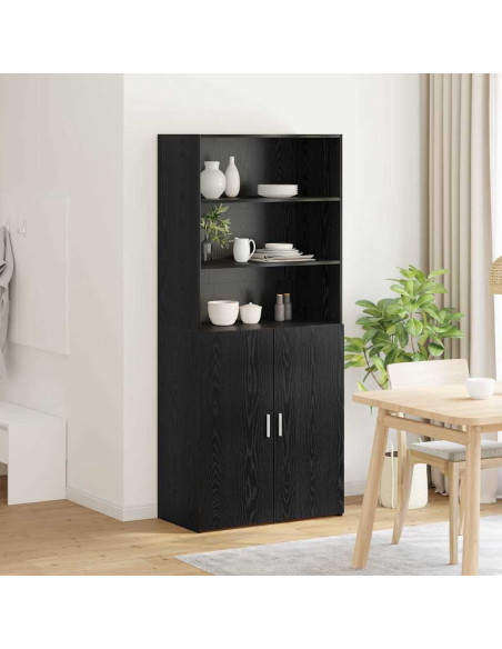 Credenza Rovere Nero 80 x 42,5 x 185 cm Legno multistrato