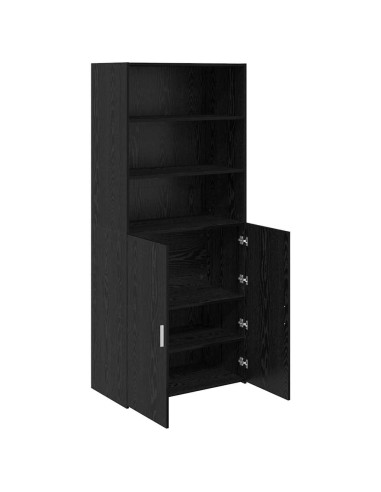 Credenza Rovere Nero 80 x 42,5 x 185 cm Legno multistrato