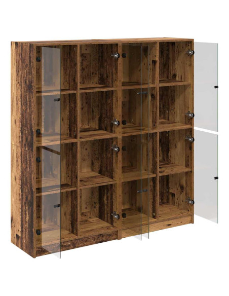 Credenza 2 pcs Legno vecchio 68 x 37 x 142 cm Legno multistrato