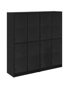 Credenza 2 pcs Rovere Nero 68 x 37 x 142 cm Legno multistrato 2