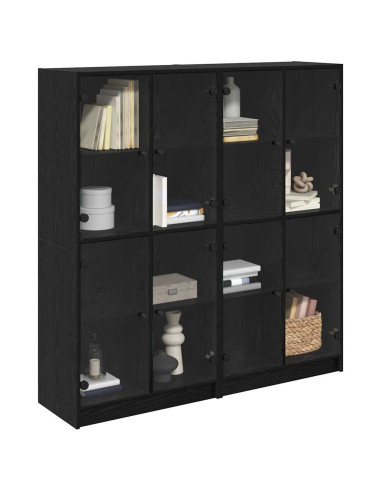 Credenza 2 pcs Rovere Nero 68 x 37 x 142 cm Legno multistrato