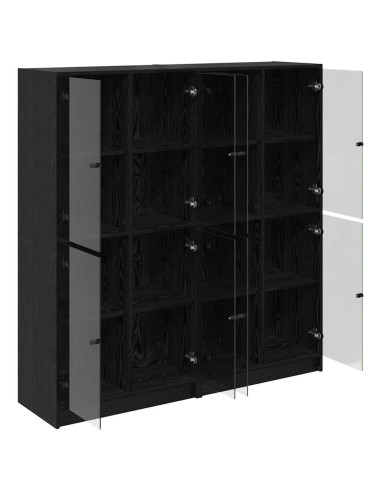 Credenza 2 pcs Rovere Nero 68 x 37 x 142 cm Legno multistrato