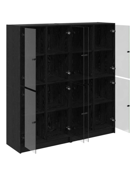 Credenza 2 pcs Rovere Nero 68 x 37 x 142 cm Legno multistrato