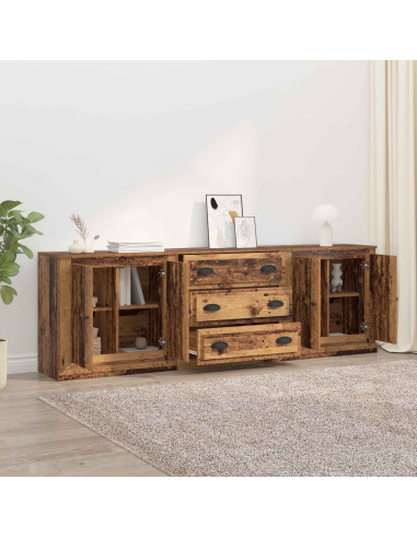 Sideboards con cassetto 3 pcs Legno vecchio 70 x 35,5 x 67,5 cm