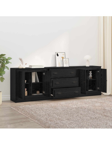 Sideboards con cassetto 3 pcs Rovere Nero 70 x 35,5 x 67,5 cm