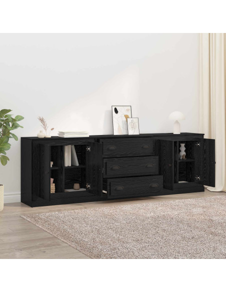 Sideboards con cassetto 3 pcs Rovere Nero 70 x 35,5 x 67,5 cm