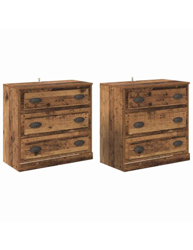 Sideboards con cassetto 2 pcs Legno vecchio 70 x 35,5 x 67,5 cm