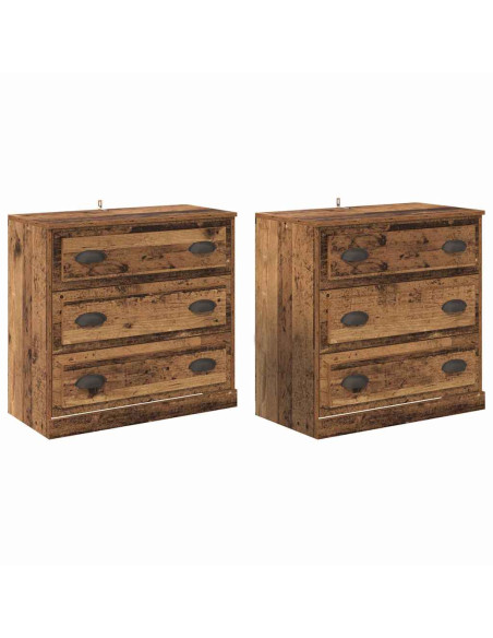 Sideboards con cassetto 2 pcs Legno vecchio 70 x 35,5 x 67,5 cm
