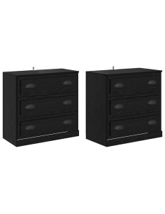 Sideboards con cassetto 2 pcs Rovere Nero 70 x 35,5 x 67,5 cm 2