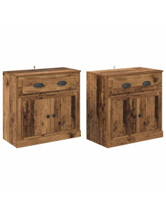 Sideboards con cassetto 2 pcs Legno vecchio 70 x 35,5 x 67,5 cm 2