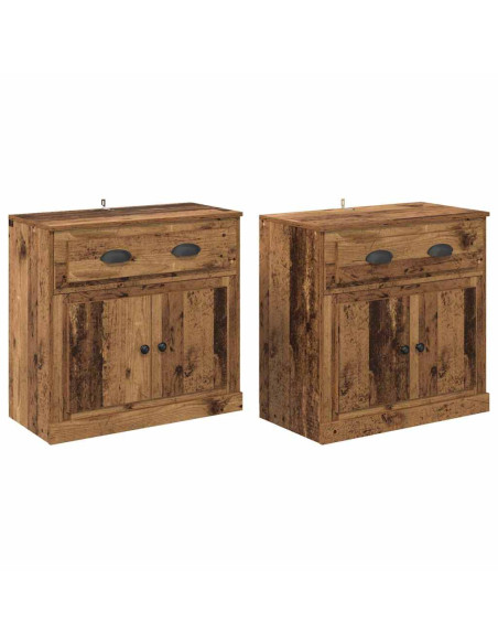 Sideboards con cassetto 2 pcs Legno vecchio 70 x 35,5 x 67,5 cm