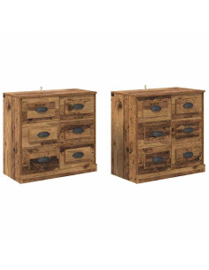 Sideboards con cassetto 2 pcs Legno vecchio 70 x 35,5 x 67,5 cm 2