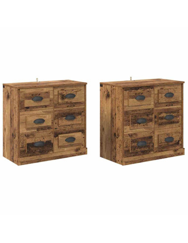 Sideboards con cassetto 2 pcs Legno vecchio 70 x 35,5 x 67,5 cm