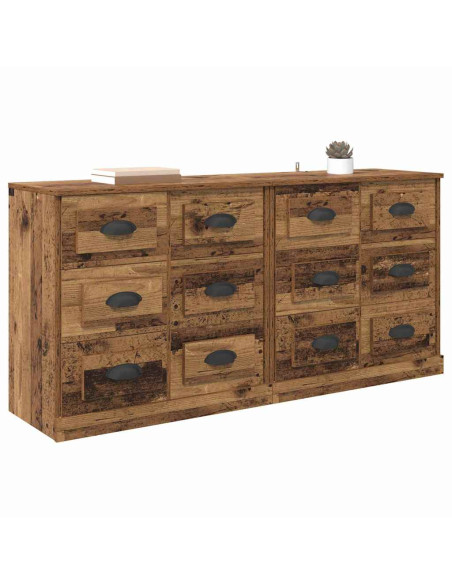Sideboards con cassetto 2 pcs Legno vecchio 70 x 35,5 x 67,5 cm
