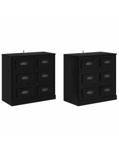 Sideboards con cassetto 2 pcs Rovere Nero 70 x 35,5 x 67,5 cm 2
