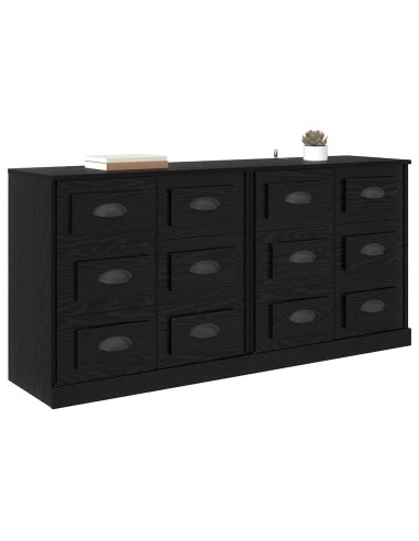 Sideboards con cassetto 2 pcs Rovere Nero 70 x 35,5 x 67,5 cm