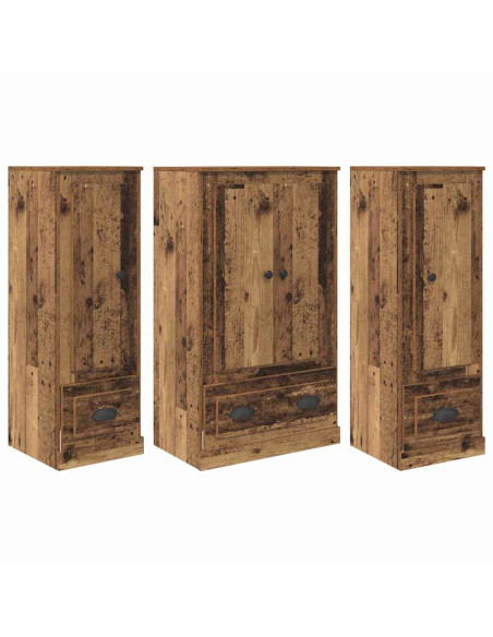 Credenza con cassetto 3 pcs Legno vecchio Legno multistrato