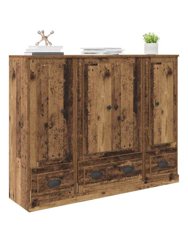 Credenza con cassetto 3 pcs Legno vecchio Legno multistrato