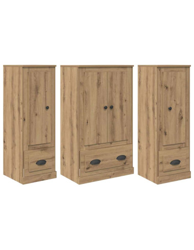 Credenza 3 pcs Rovere artigianale Legno multistrato