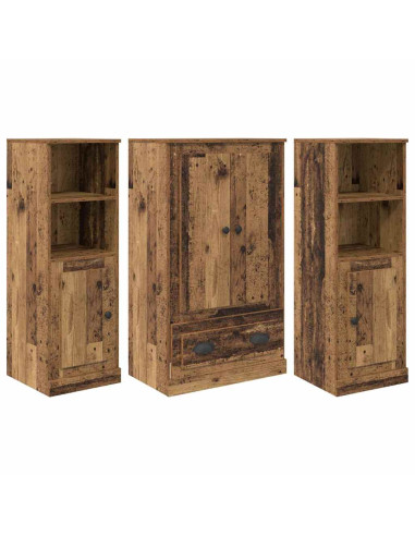 Credenza con cassetto 3 pcs Legno vecchio Legno multistrato