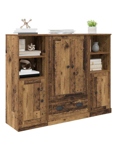 Credenza con cassetto 3 pcs Legno vecchio Legno multistrato