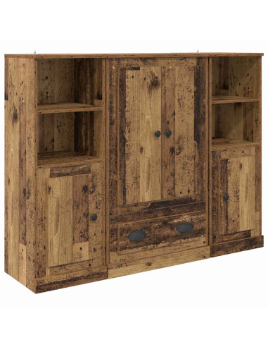 Credenza con cassetto 3 pcs Legno vecchio Legno multistrato
