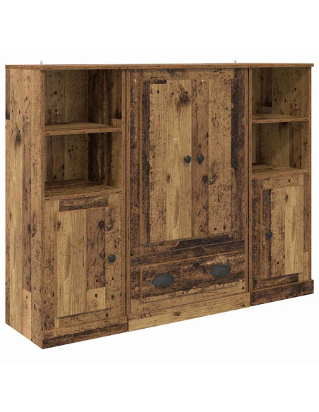 Credenza con cassetto 3 pcs Legno vecchio Legno multistrato