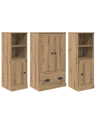 Credenza 3 pcs Rovere artigianale Legno multistrato