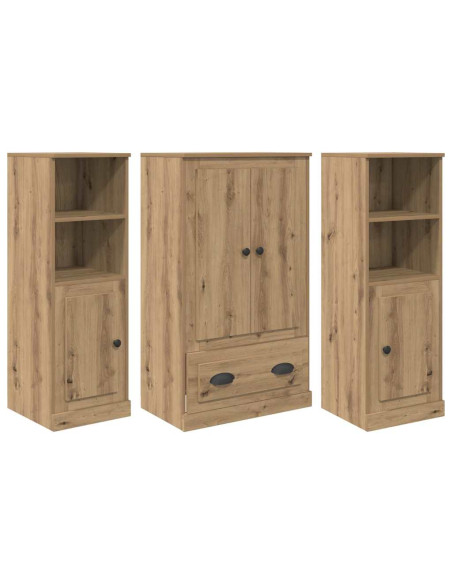Credenza 3 pcs Rovere artigianale Legno multistrato