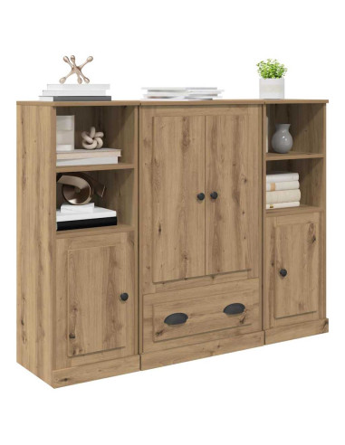 Credenza 3 pcs Rovere artigianale Legno multistrato