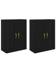 Mobile a muro 2 pcs Rovere Nero 69,5 x 34 x 90 cm 2
