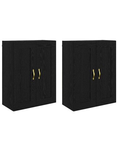 Mobile a muro 2 pcs Rovere Nero 69,5 x 34 x 90 cm
