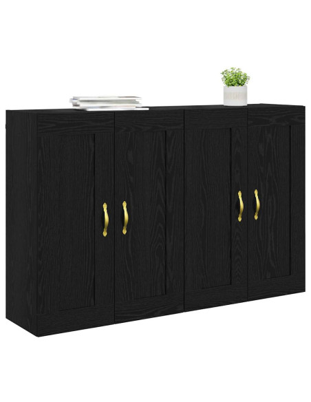 Mobile a muro 2 pcs Rovere Nero 69,5 x 34 x 90 cm