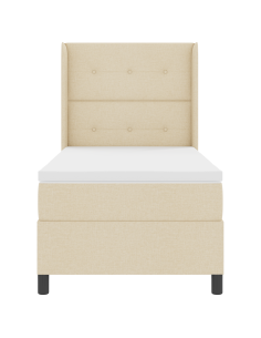 Letto a molle con materasso Crema 90 x 190 cm Tessuto 2