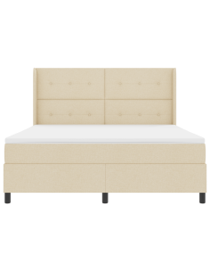 Letto a molle con materasso Crema 180 x 200 cm Tessuto 2