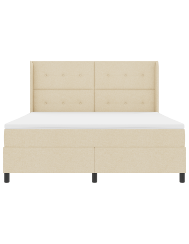 Letto a molle con materasso Crema 180 x 200 cm Tessuto