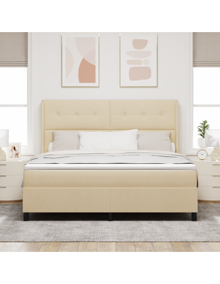 Letto a molle con materasso Crema 180 x 200 cm Tessuto