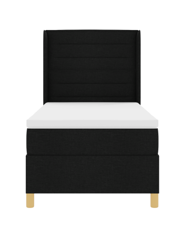 Letto a molle con materasso Nero 90 x 200 cm Tessuto