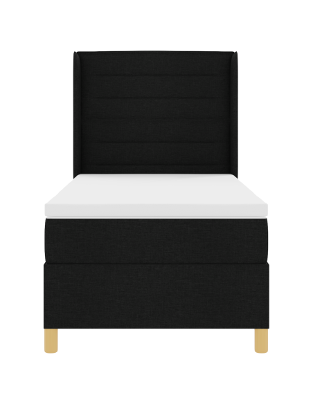 Letto a molle con materasso Nero 90 x 200 cm Tessuto