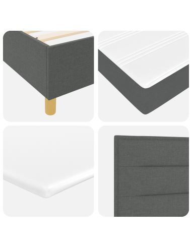 Letto a molle con materasso Grigio scuro 140 x 190 cm Tessuto